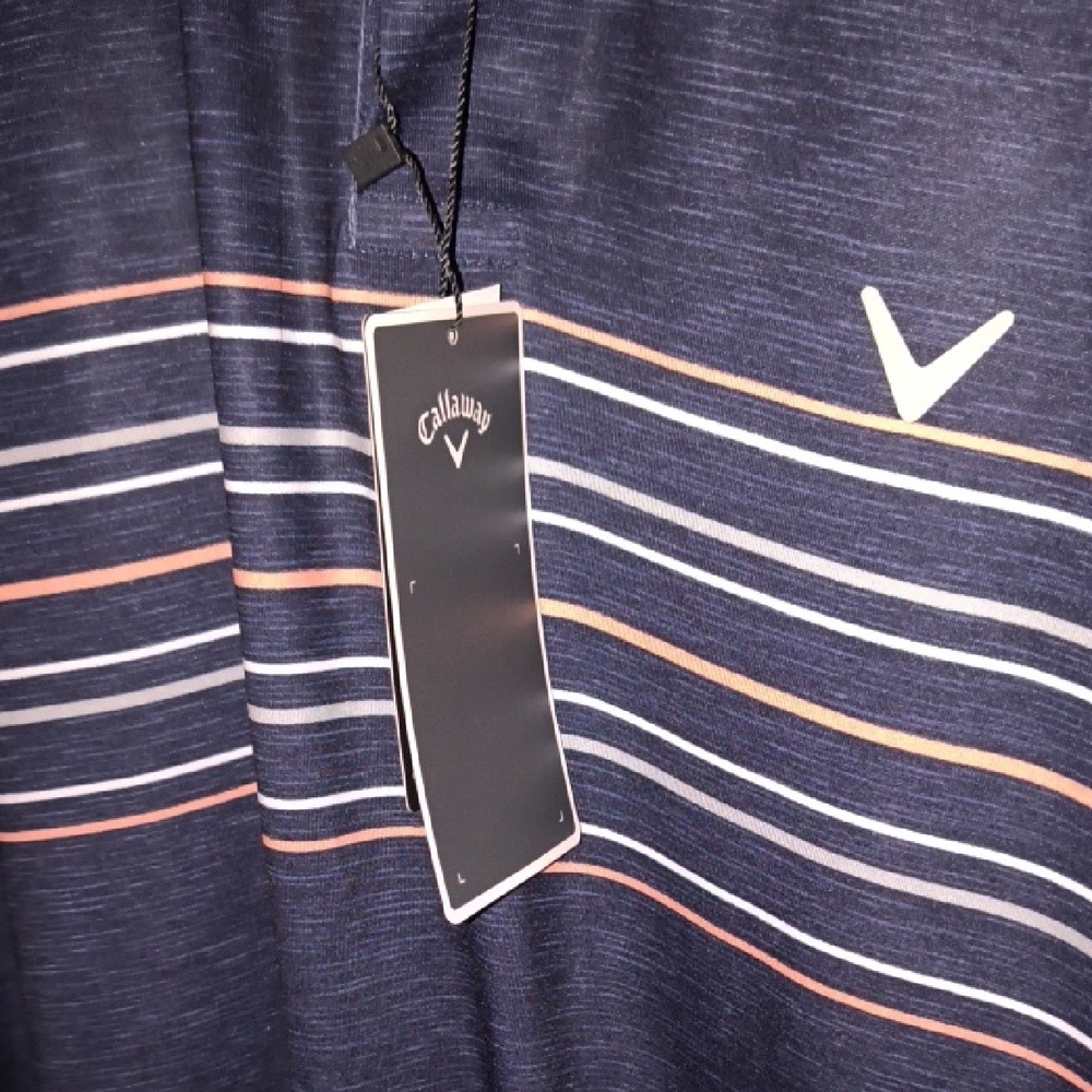 NWT Callaway | Navy Polo with Striped Design - Picture 3 of 4
